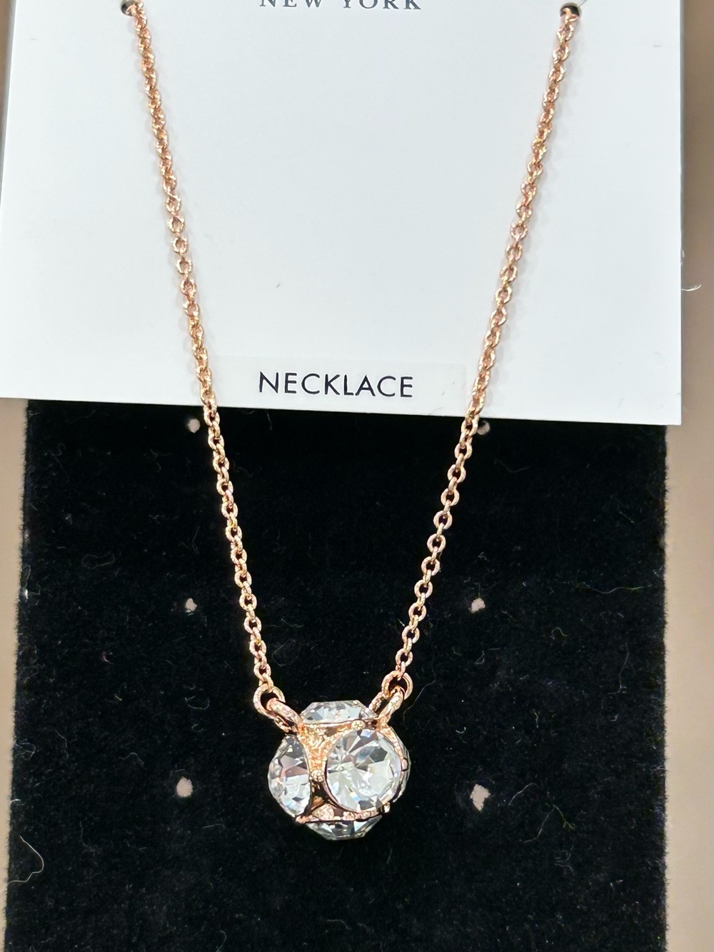 kate spade rose gold-tone crystal cluster pendant necklace